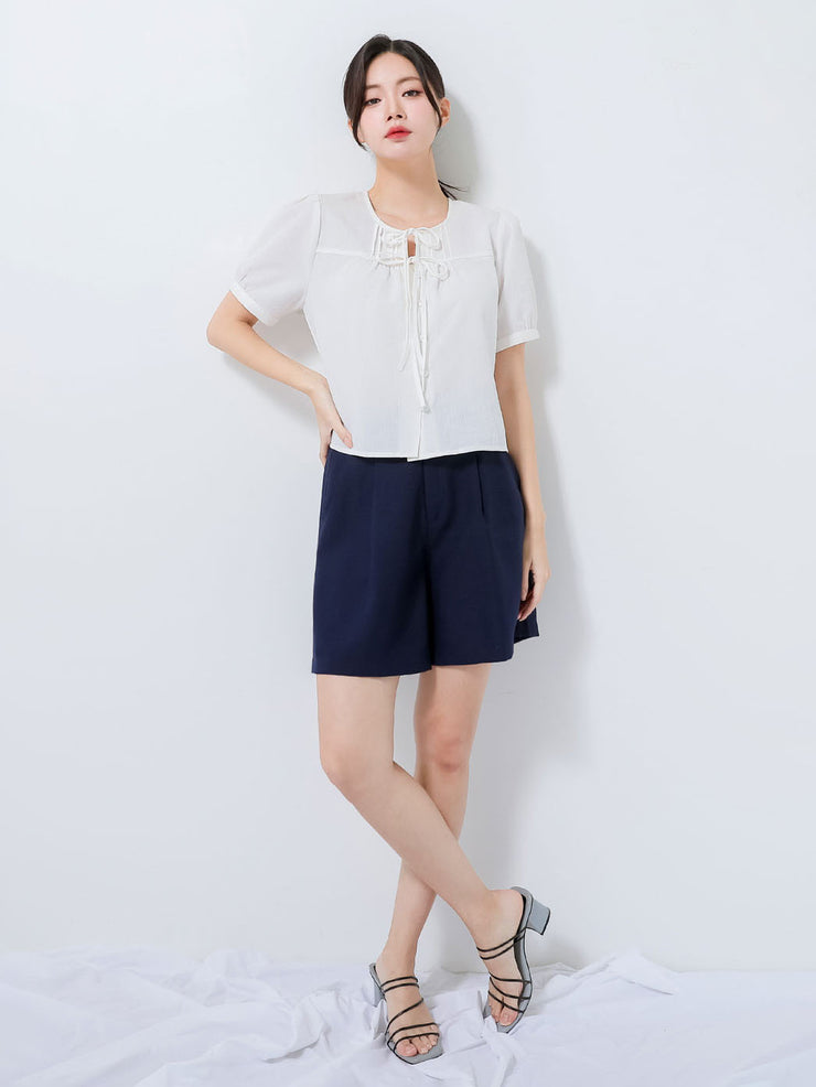 Navy Buttoned Shorts
