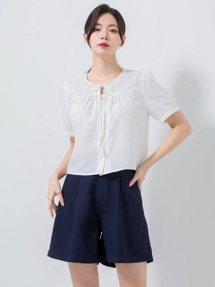Navy Buttoned Shorts