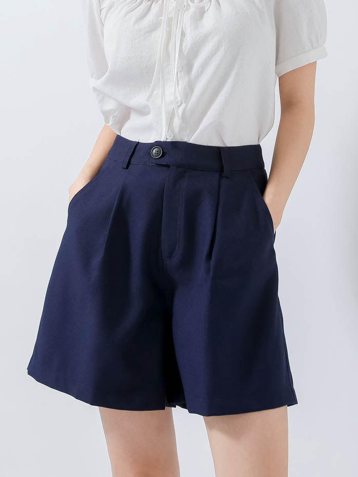 Navy Buttoned Shorts