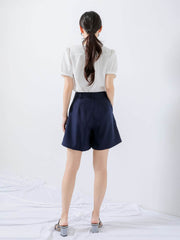 Navy Buttoned Shorts