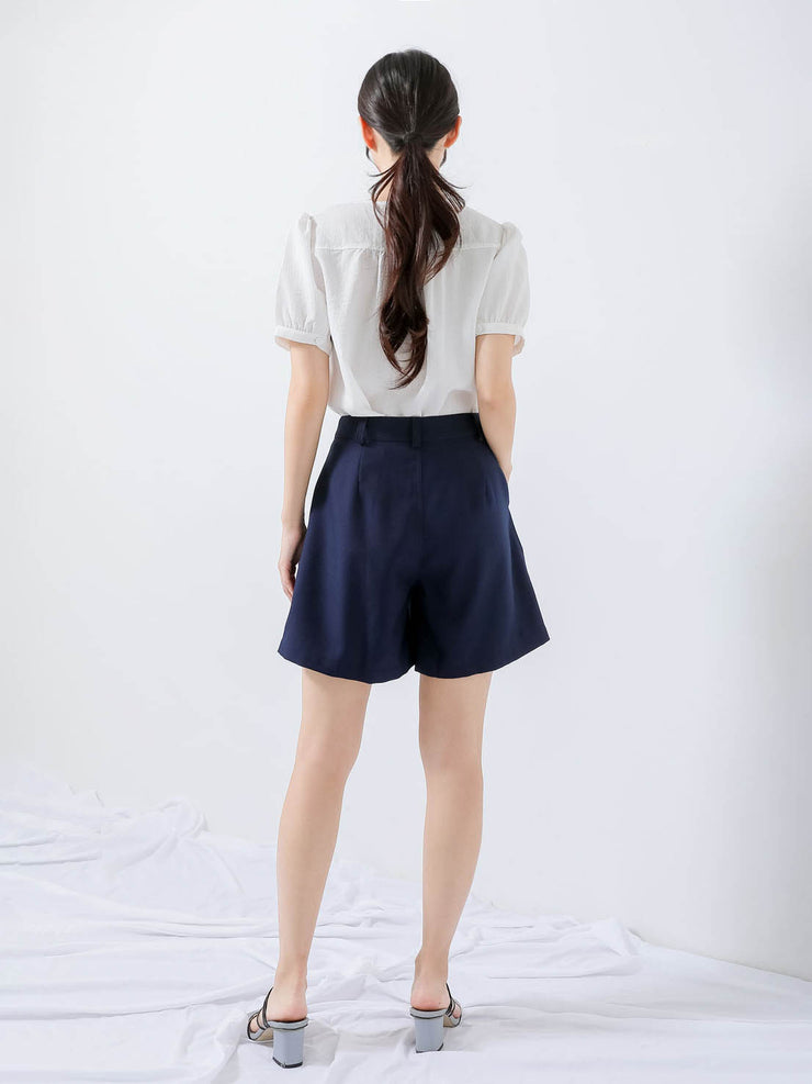 Navy Buttoned Shorts