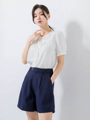 Navy Buttoned Shorts