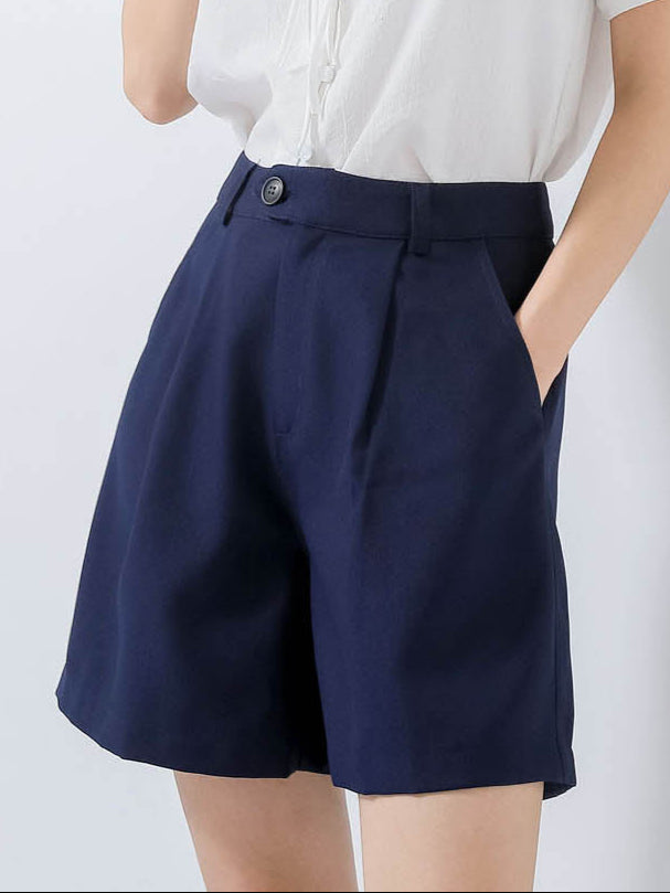 Navy Buttoned Shorts