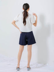 Navy Buttoned Shorts