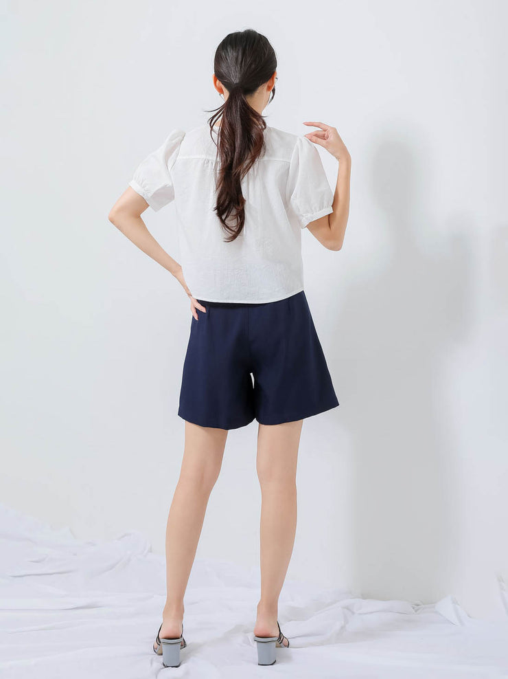 Navy Buttoned Shorts