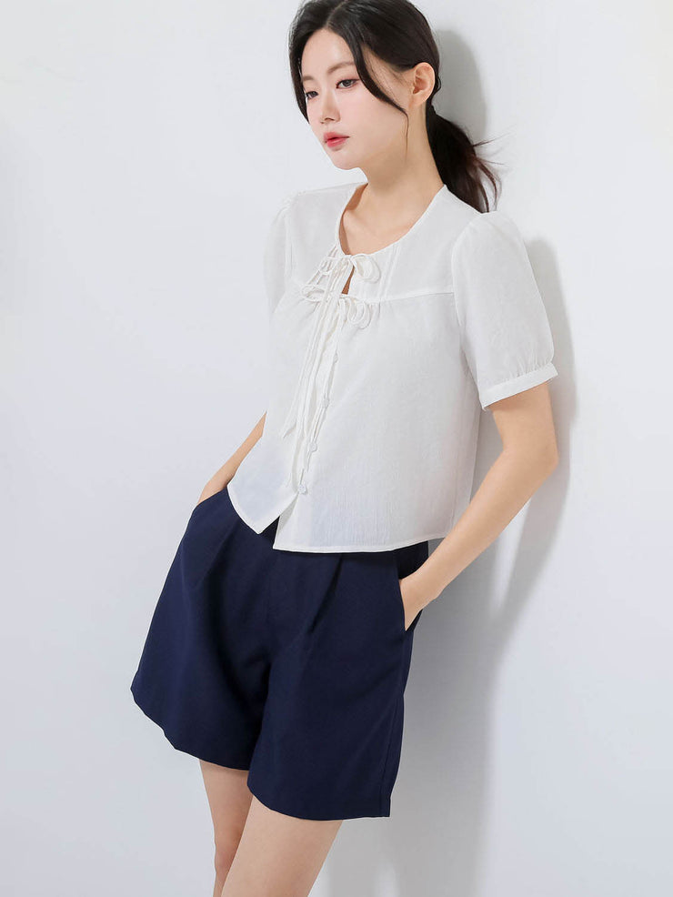Navy Buttoned Shorts